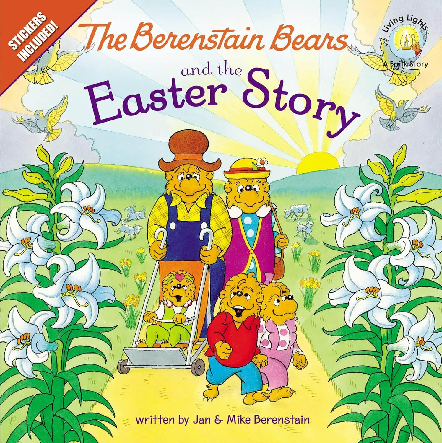 Berenstain bear family walking on yellow road for easter
