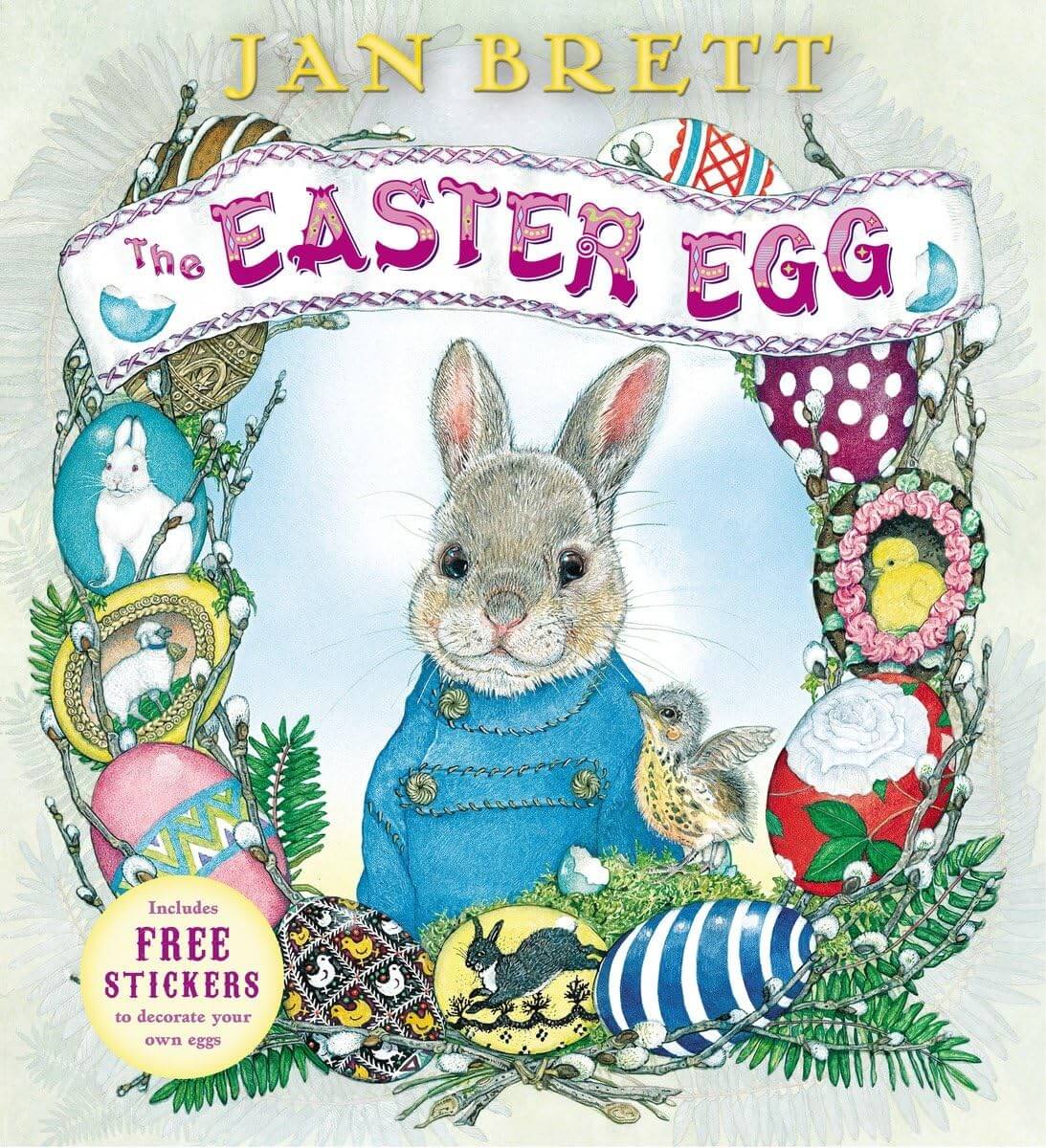 Easter egg book with egg border and rabbit in center